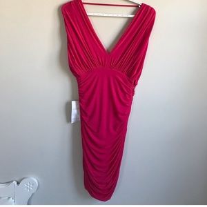 NWOT Ruched pink BCBG Maxazria dress